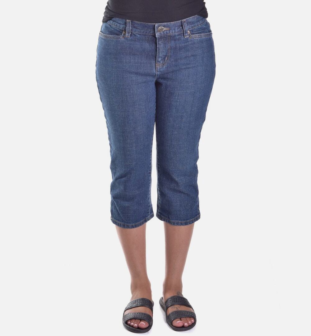 Ralph Lauren Womens 8 Petite Blue Stretch Denim Jeans Mid Calf NWT